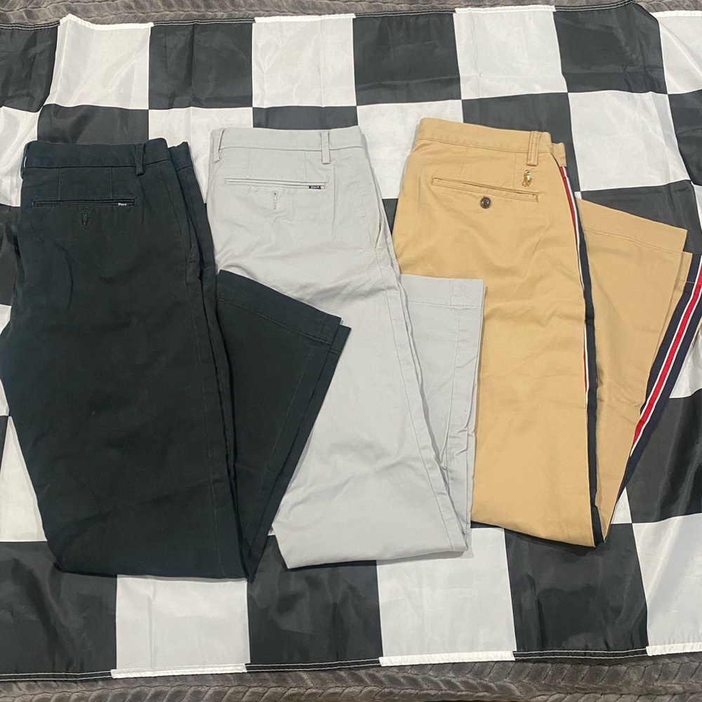 Lot of 3 Pairs of Men's Polo Chino Pants Slim Fit